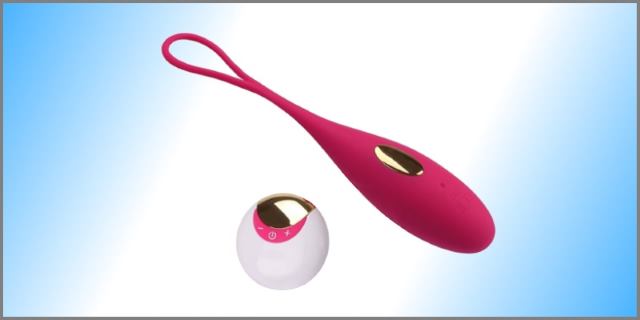Typical Egg Vibrator Sleek purple egg vibrator and its remote controller with blue-white gradient background