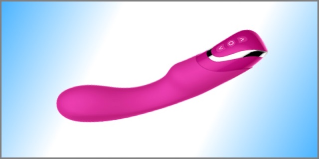 Typical G-Spot Vibrator Light pink g-spot vibrator with blue-white gradient background