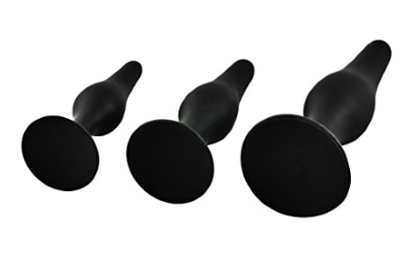 Three butt plugs with wide bases All butt plugs have wide bases
